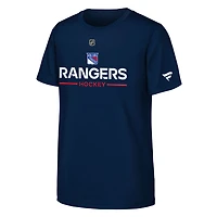 T-shirt authentique Pro Wordmark des Rangers de New York pour jeunes fanatiques bleu marine