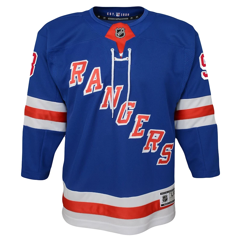 Maillot domicile Premier Joueur Jeune Mika Zibanejad Bleu des New York Rangers