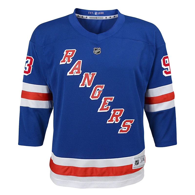 Maillot réplique domicile bleu des Rangers de New York pour jeunes Mika Zibanejad