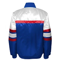 Youth Mitchell & Ness Blue New York Rangers Satin Raglan Full-Snap Jacket