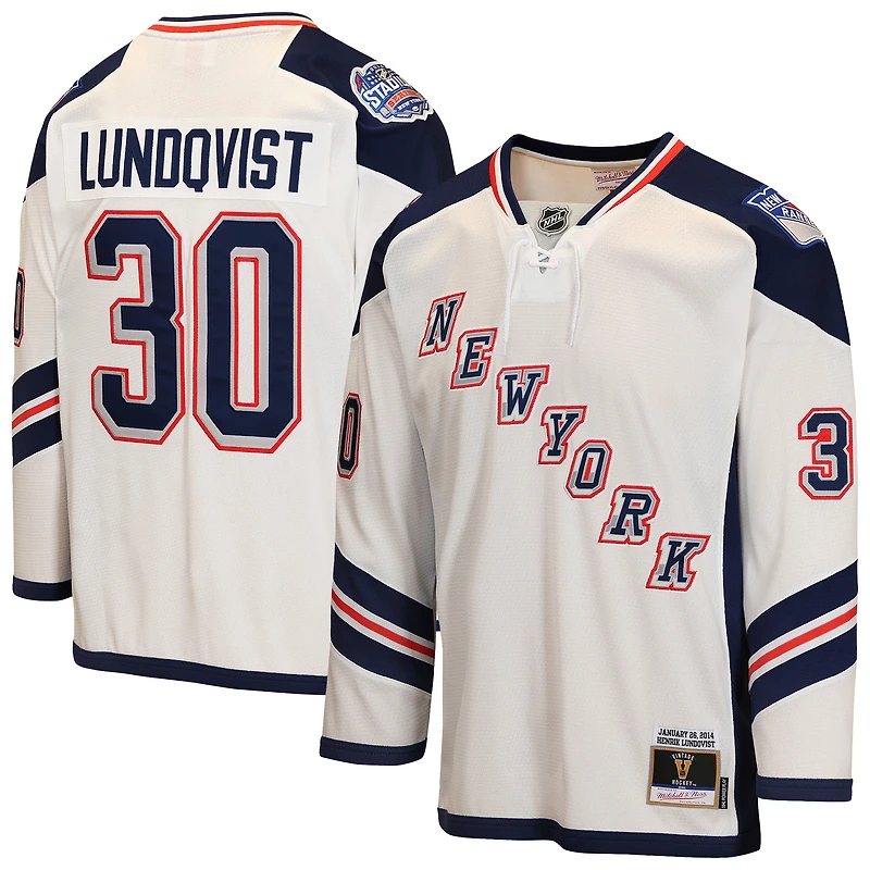 Maillot Mitchell & Ness pour enfant Henrik Lundqvist blanc des Rangers de New York, Série stades 2014, Power Play
