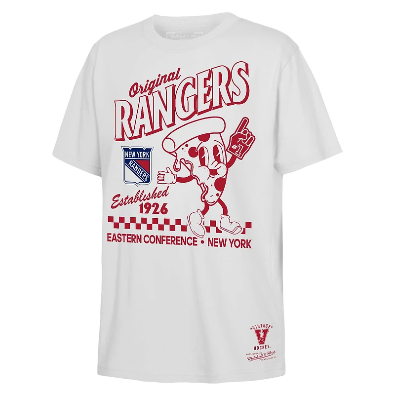 T-shirt blanc avec stand de concession des Rangers New York Mitchell & Ness pour jeunes