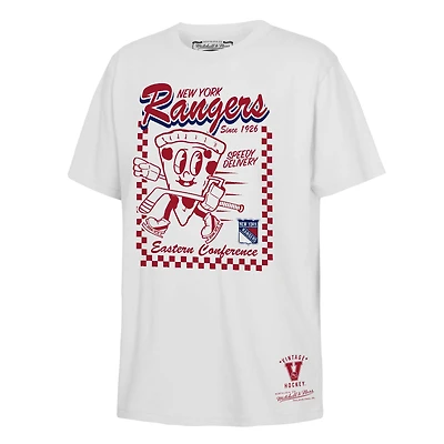 T-shirt blanc Mitchell & Ness pour jeunes des Rangers de New York
