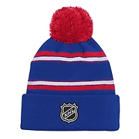 Youth New York Rangers Blue Jacquard Cuffed Knit Hat with Pom