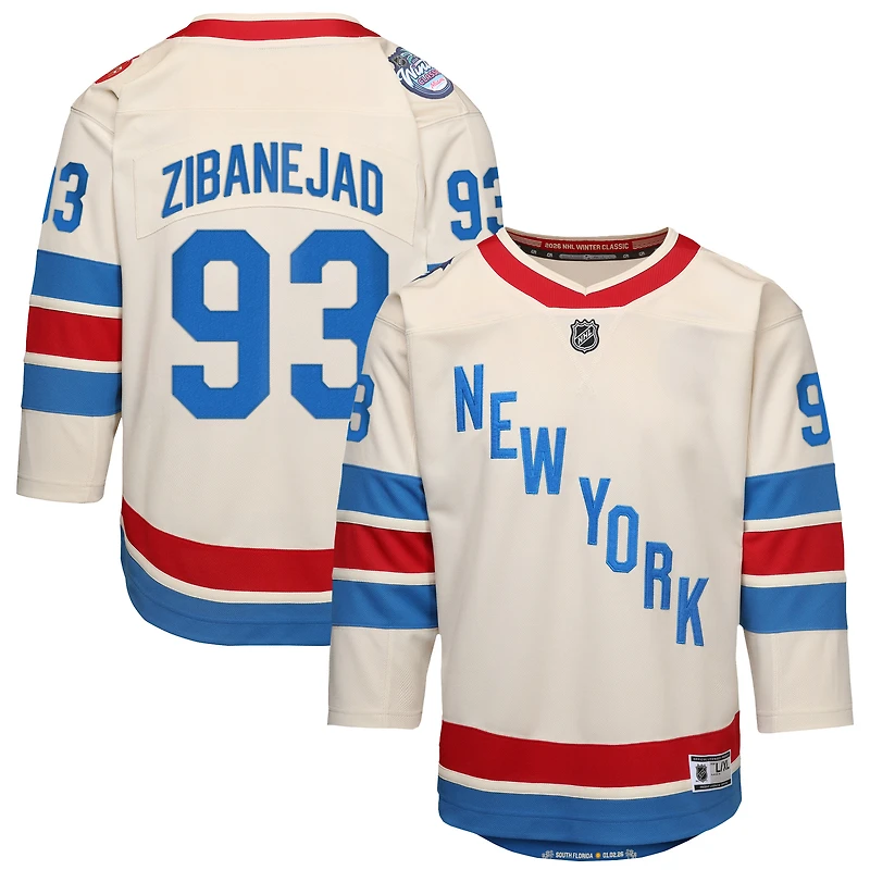 Youth Outerstuff Mika Zibanejad White New York Rangers 2026 NHL Winter Classic Premier Jersey