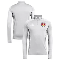Men's adidas  Silver New York Red Bulls 2025 AEROREADY Quarter-Zip Long Sleeve Training Top