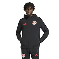 Men's adidas  Black New York Red Bulls Tiro Travel Full-Zip Hooded Windbreaker