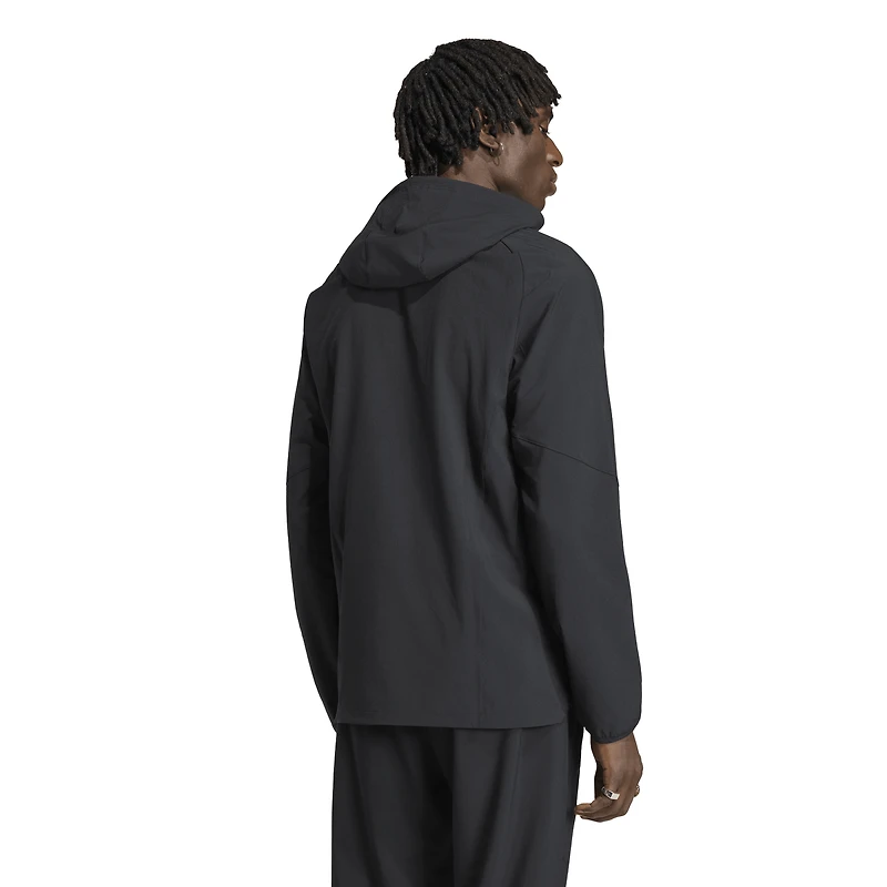 Coupe-vent à capuche zippé adidas New York Red Bulls Tiro Travel pour homme, noir
