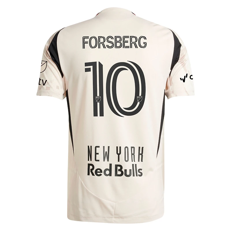 Men's adidas Emil Forsberg Tan New York Red Bulls 2025 Stone Kit Authentic Player Jersey