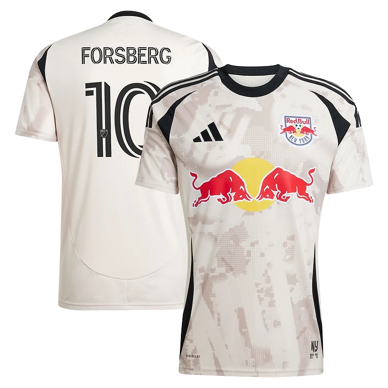 Men's adidas Emil Forsberg Tan New York Red Bulls 2025 Stone Kit Replica Player Jersey