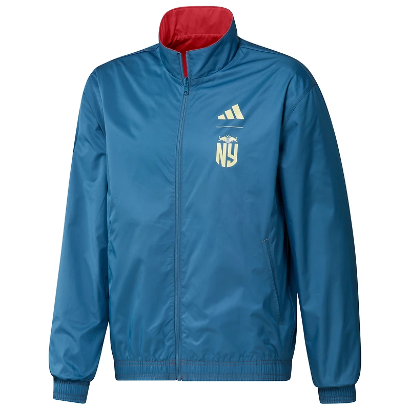 Veste réversible à fermeture éclair pour homme des New York Red Bulls 2023 On-Field Anthem adidas rouge/gris