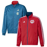 Veste réversible à fermeture éclair pour homme des New York Red Bulls 2023 On-Field Anthem adidas rouge/gris