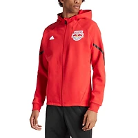 Veste adidas rouge New York Red Bulls 2024 Anthem Travel à manches raglan et fermeture éclair pour homme