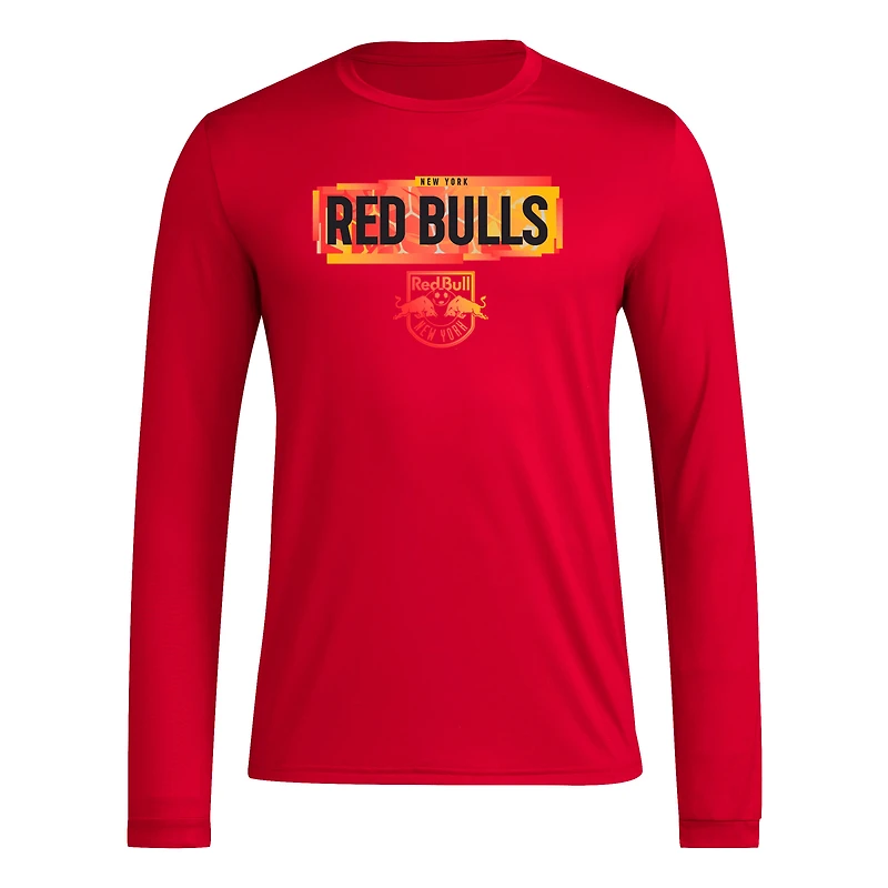 Men's adidas Red New York Bulls Local Pop AEROREADY Long Sleeve T-Shirt