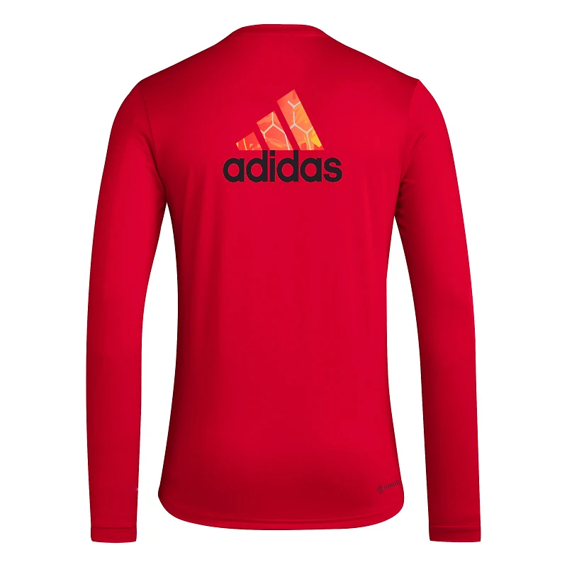 Men's adidas Red New York Bulls Local Pop AEROREADY Long Sleeve T-Shirt