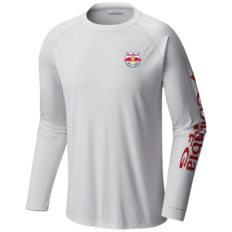 Men's Columbia White New York Red Bulls Terminal Tackle Long Sleeve T-Shirt