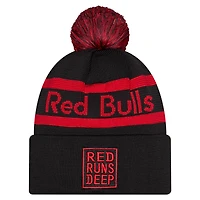 Men's New Era Black New York Red Bulls 2026 Jersey Hook Cuffed Knit Hat with Pom