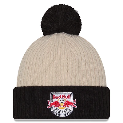 Men's New Era  Khaki New York Red Bulls 2025 Jersey Hook Cuff Knit Hat with Pom