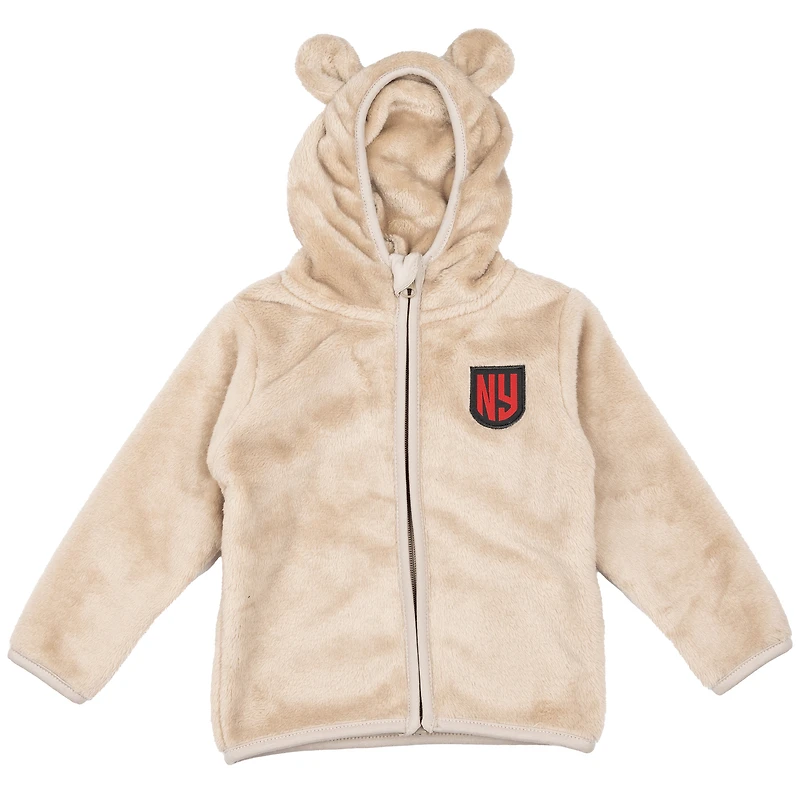 Toddler Sport Design Sweden Khaki New York Red Bulls Tie-Breaker Teddy Full-Zip Hoodie