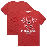 T-shirt unisexe rouge hommage New York Red Bulls MLS x Ted Lasso Believe Graphic Tri-Blend