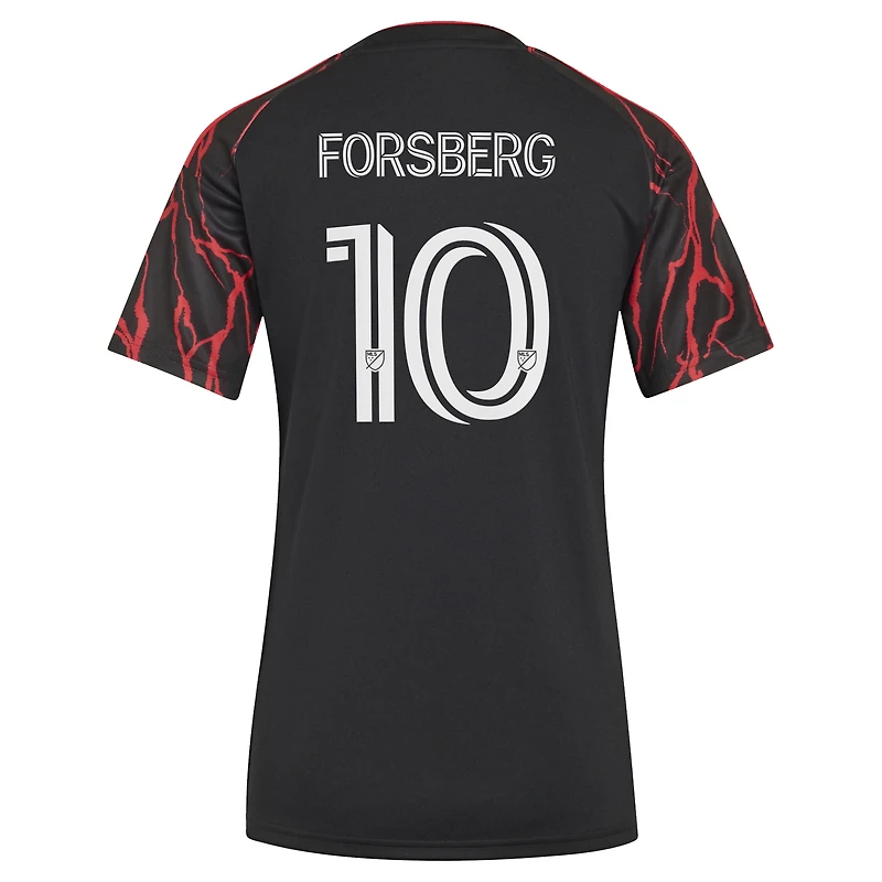 Women's adidas Emil Forsberg Black New York Red Bulls 2026 The Rooted Kit Replica Jersey