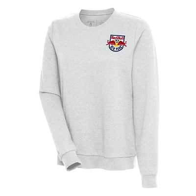 Women's Antigua Heather Gray New York Red Bulls Logo Action Pullover Sweatshirt