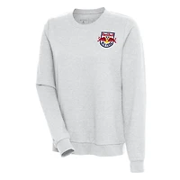 Women's Antigua Heather Gray New York Red Bulls Logo Action Pullover Sweatshirt