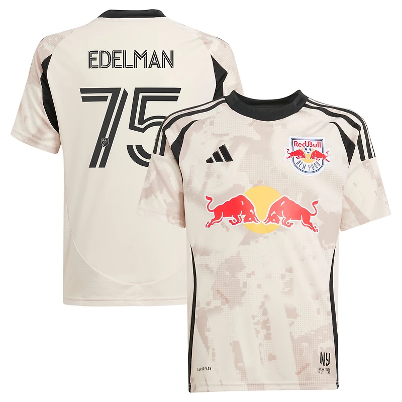 Maillot de joueur réplique adidas Daniel Edelman Tan New York Red Bulls 2025 Stone Kit pour jeune