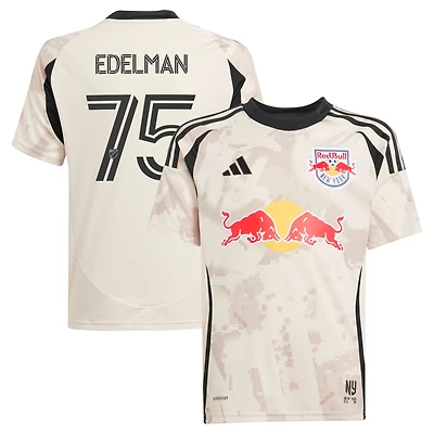 Maillot de joueur réplique adidas Daniel Edelman Tan New York Red Bulls 2025 Stone Kit pour jeune