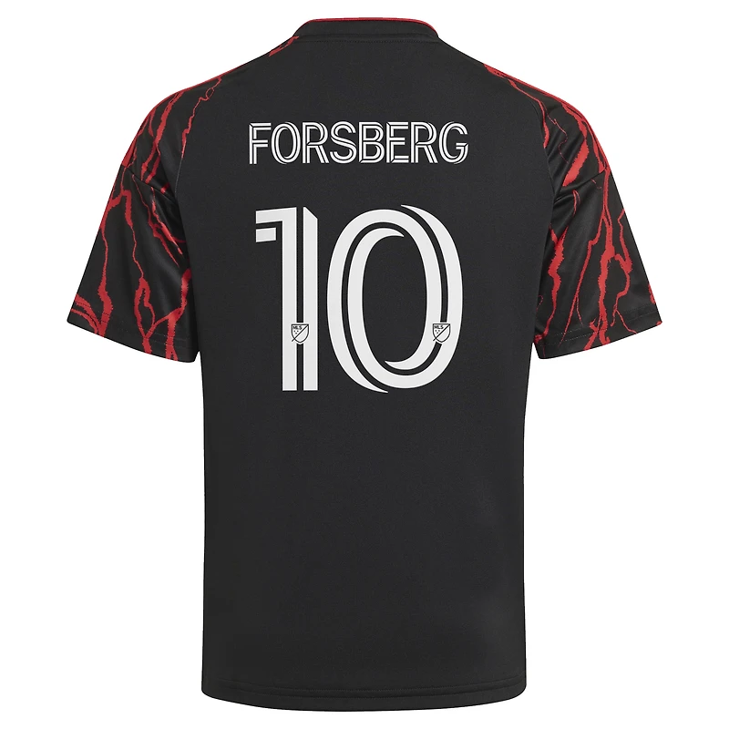 Youth adidas Emil Forsberg Black New York Red Bulls 2026 The Rooted Kit Replica Jersey