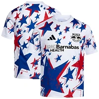 Maillot d'avant-match adidas blanc New York Red Bulls 2026 Americana pour jeunes