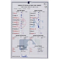 New York Yankees Game-Used Lineup Card vs. Kansas City Royals on April 19, 2026