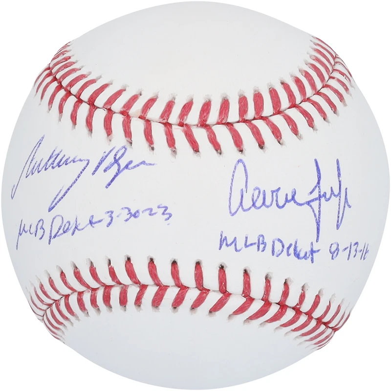 Aaron Judge & Anthony Volpe New York Yankees Autographed Baseball with 2x MLB Debut Inscriptions - Limited Edition of 24
