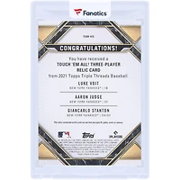 Aaron Judge, Giancarlo Stanton et Luke Voit, carte Topps Triple Threads 2021 des Yankees de New York : « Touchez-les tous ! » Reliques Triple 5 couleurs #TEAR-VJS #1/1