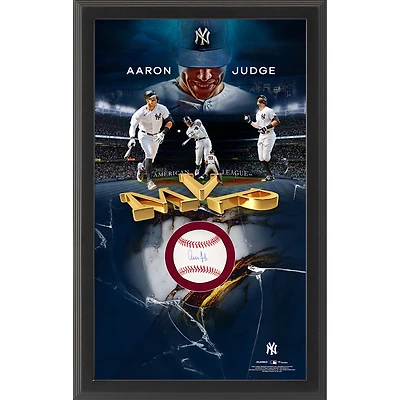Boîte à ombre encadrée autographiée de baseball Aaron Judge New York Yankees 2022 AL MVP