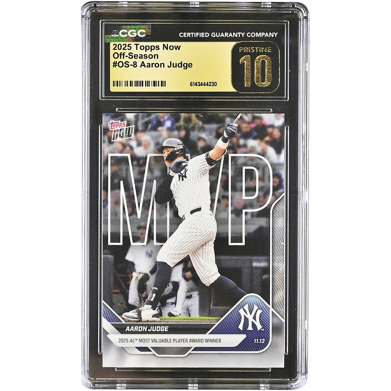 Aaron Judge New York Yankees 2025 Topps Now '25 AL Most Valuable Player Award Winner Off-Season #OS-8 CGC Authenticated PRISTINE 10 Card