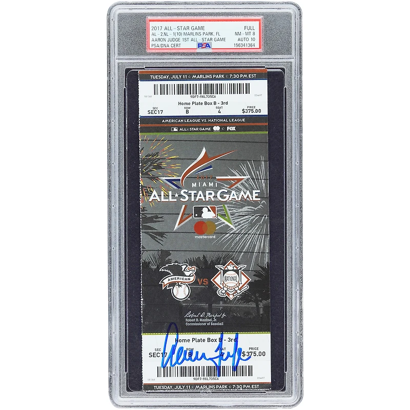 Aaron Judge New York Yankees Autographed 1st All-Star Game PSA Authenticated 8/10 Ticket from July 11, 2017