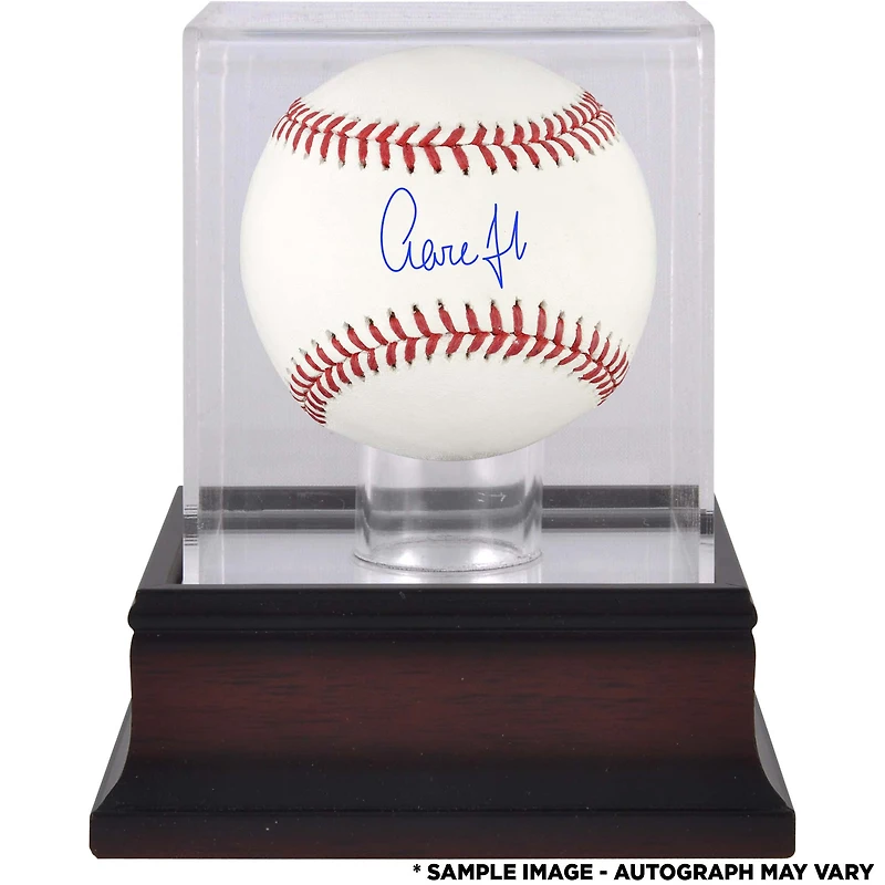 Vitrine de présentation de baseball et d'acajou autographiée par Aaron Judge des Yankees de New York