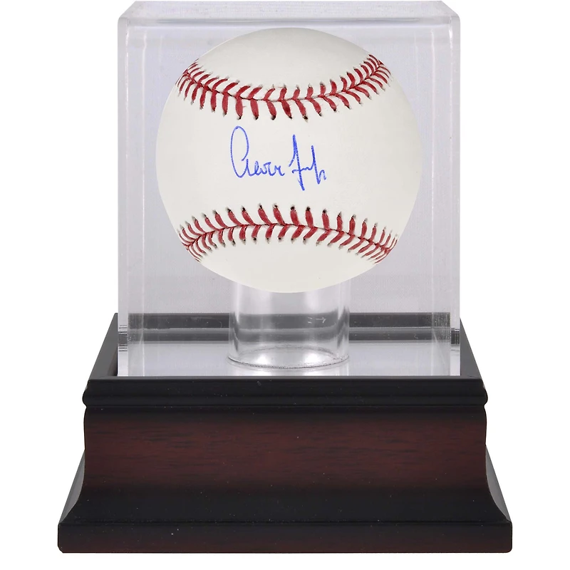 Vitrine de présentation de baseball et d'acajou autographiée par Aaron Judge des Yankees de New York