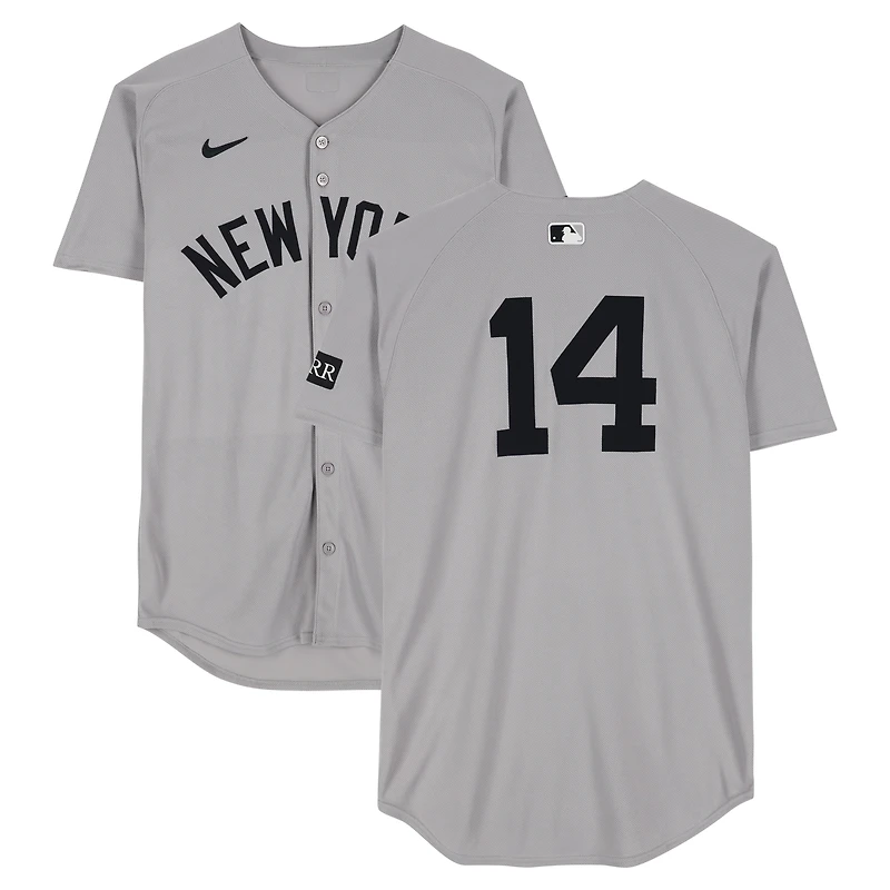 Maillot gris Nike porté par Amed Rosario (New York Yankees) n° 14 contre les Blue Jays de Toronto le 4 octobre 2025 - Match 1 de la série de division de la Ligue américaine