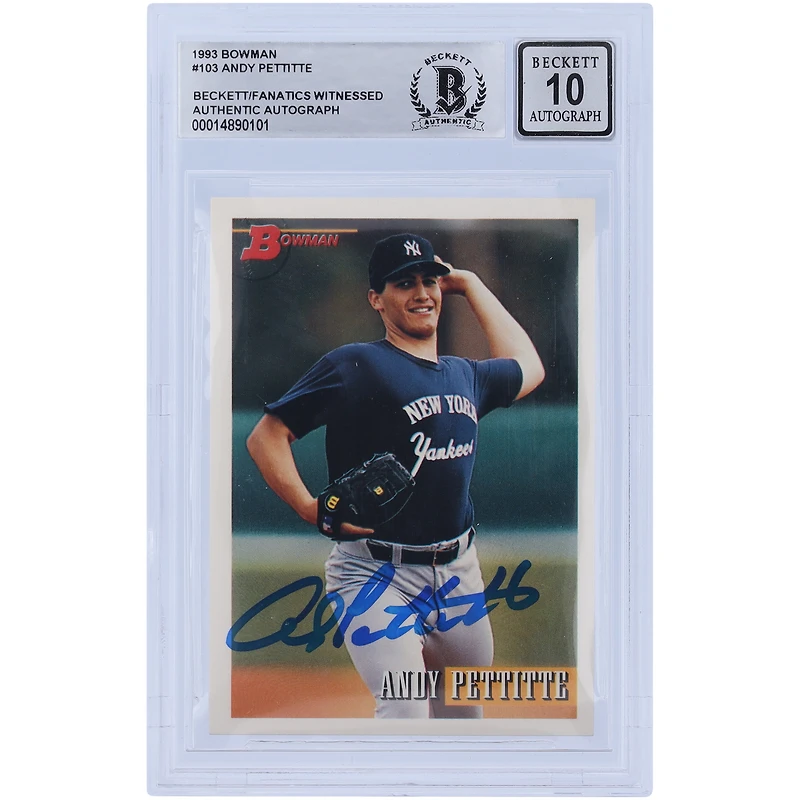 Andy Pettitte New York Yankees Autographié 1993 Bowman Série 1 #103 Beckett Fanatics Witnessed Authenticated 10 Rookie Card