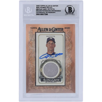 Andy Pettitte New York Yankees Autographed 2020 Topps Allen & Ginter Mini Framed Grey Jersey Relic #MFR-AP Beckett Fanatics Witnessed Authenticated 10 Card