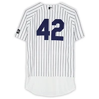 Angel Chivilli New York Yankees Player-Worn #42 White Pinstripe Jersey vs. Los Angeles Angels on April 15, 2026 - Jackie Robinson Day