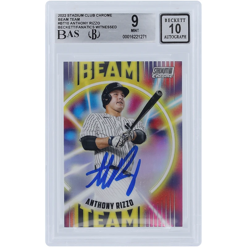 Anthony Rizzo New York Yankees Autographié 2022 Topps Stadium Club Chrome Beam Team #BT-10 Beckett Fanatics Witnessed Authenticated 9/10 Card