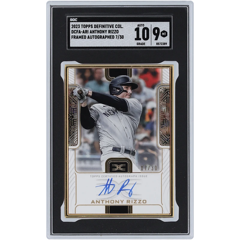 Anthony Rizzo New York Yankees Autographié 2023 Topps Definitive Collection Encadré #DCFA-ARI #7/30 SGC Authentifié 9/10 Carte