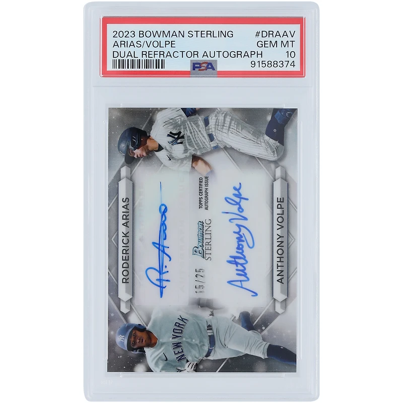 Anthony Volpe & Roderick Arias New York Yankees Autographed 2023 Bowman Sterling Dual Sigs #DRA-AV #15/25 PSA Authenticated 10 Rookie Card