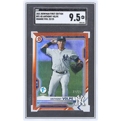 Anthony Volpe New York Yankees 2021 Bowman Première Édition Orange Foil #BFE-85 #22/25 SGC Authentifié 9.5 Carte
