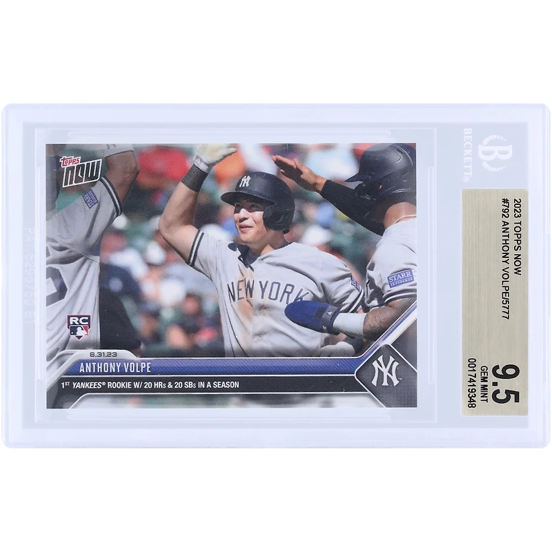 Anthony Volpe New York Yankees 2023 Topps Now 1st Yankees Rookie w/ 20 HR's & 20 SB's in a Season #792 BGS Authenticated 9.5 Rookie Card