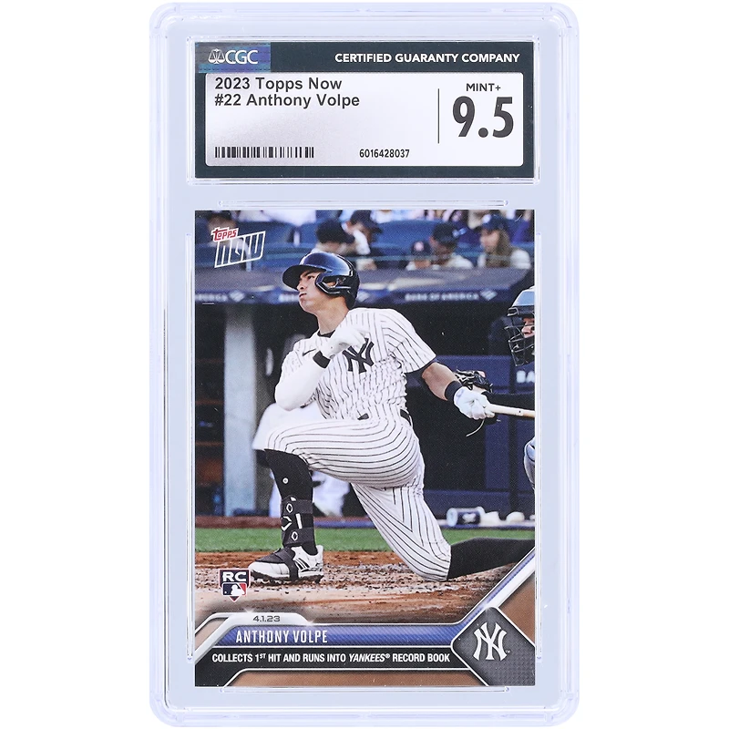 V106832 Yankee Anthony Volpe New York Yankees 2023 Topps recueille maintenant le 1er coup sûr et entre dans le livre des records des Yankees #22 CGC Carte recrue authentifiée 9.5 11 Anthony Volpe UNS TPP CARTES À ÉCHANGER 45664 COLTRC CC01BB1605 #145