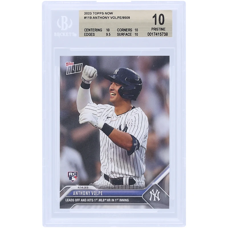 Anthony Volpe New York Yankees 2023 Topps Now Leads Off & Hits 1st MLB HR in 1st Inning #119 BGS Authenticated 10 Rookie Card - 10,10,9.5,10 Subgrades